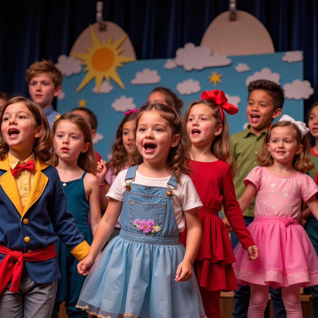 Children performing in a kindergarten art show