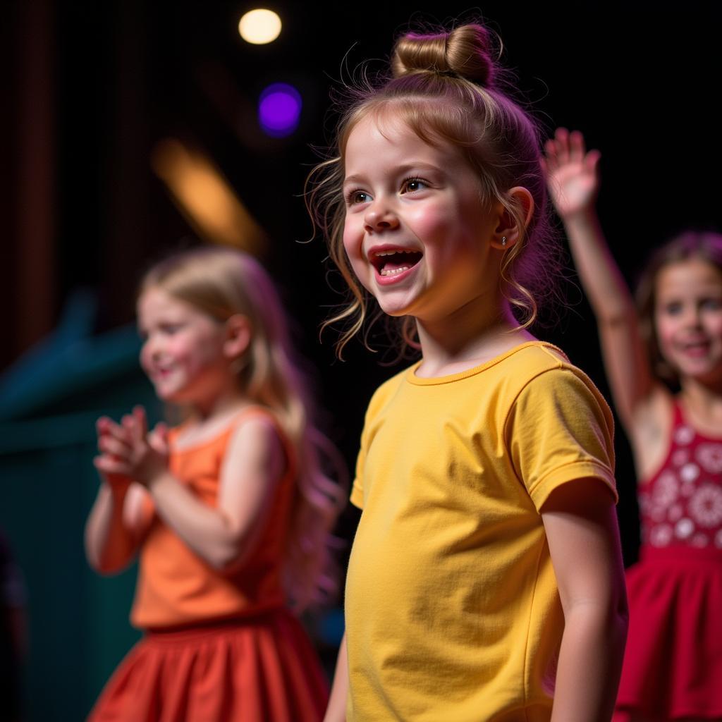 A shy child gaining confidence through participating in a kindergarten art performance